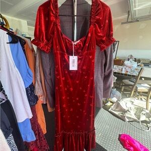 Dalia Collection Red Velvet Dress